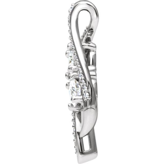 1 1/2 ct Two Stone Forever Us Diamond Pendant 14k White Gold 1' Tall