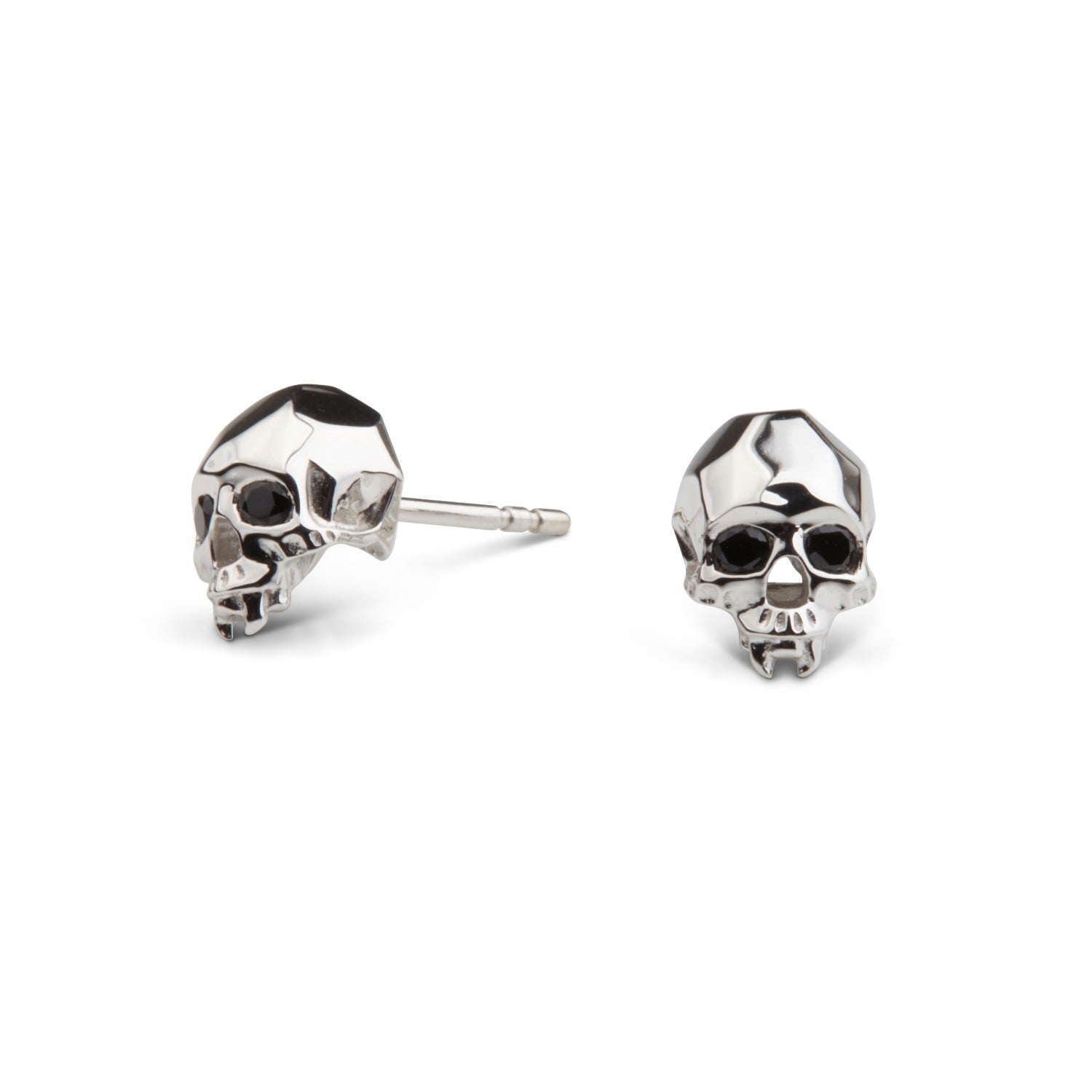 Vampire Skull Stud Earrings Silver