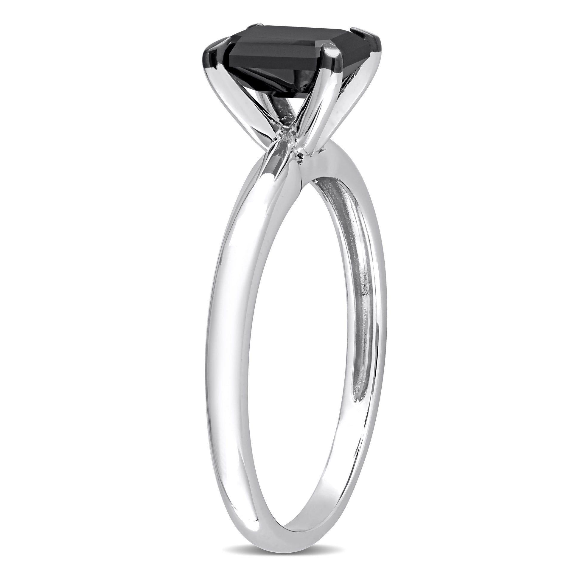 Mimi & Max 1ct TW Emerald Cut Black Diamond Solitaire Engagement Ring 14k White Gold