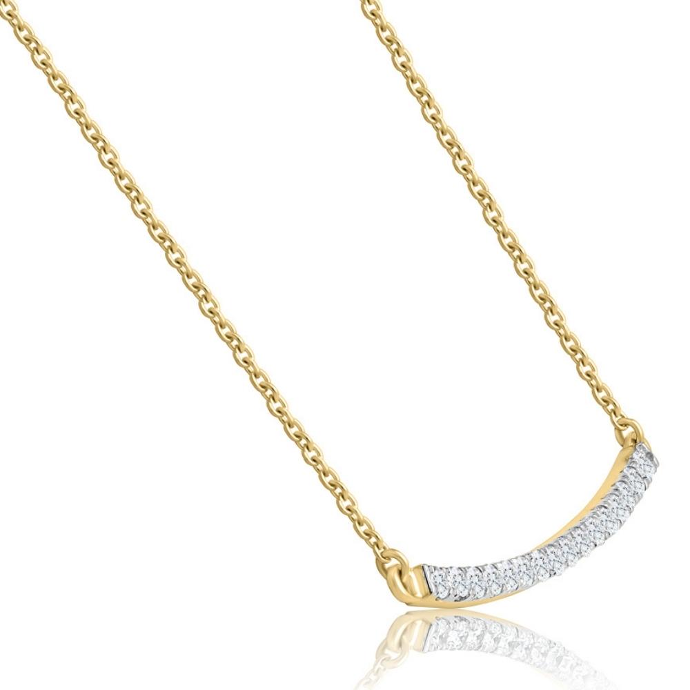 1/3Ct Diamond Bar Pendant 10k Yellow Gold Necklace Lab Grown 1 1/3'