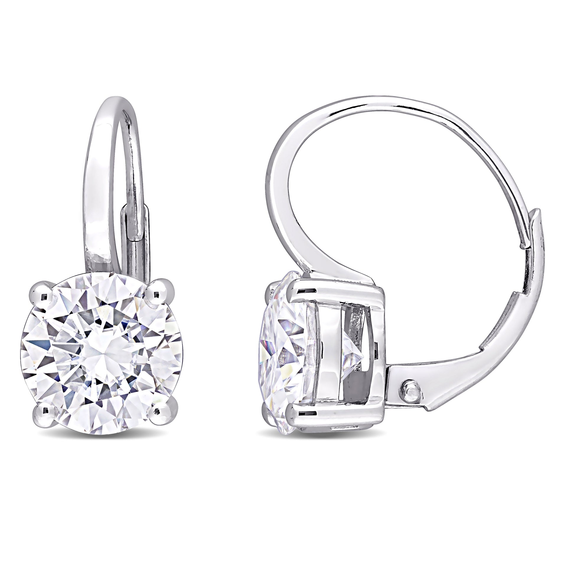 Mimi & Max 4ct DEW Created Moissanite Leverback Earrings in 14k White Gold