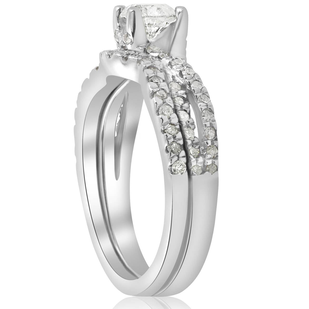 1ct Infinity Diamond Engagement Wedding Ring Set 14K White Gold