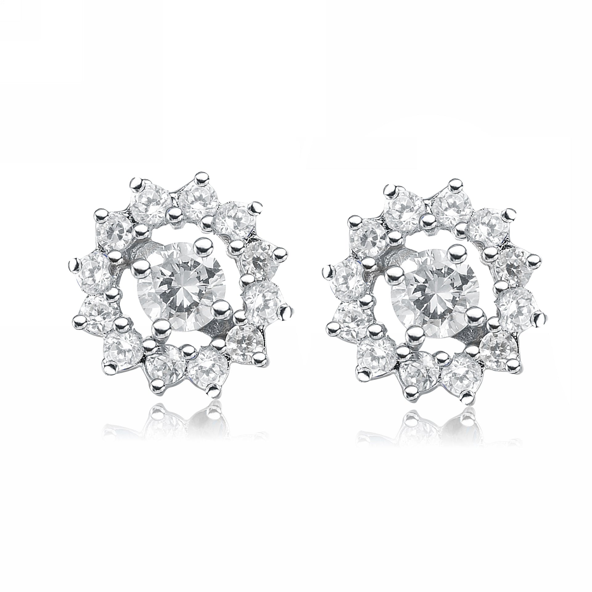 Sterling Silver Clear or gold plated Cubic Zirconia Wreath Earrings
