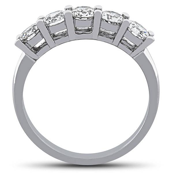 2 Carat 5-Stone Round Lab Created Diamond Ring 14K White Gold