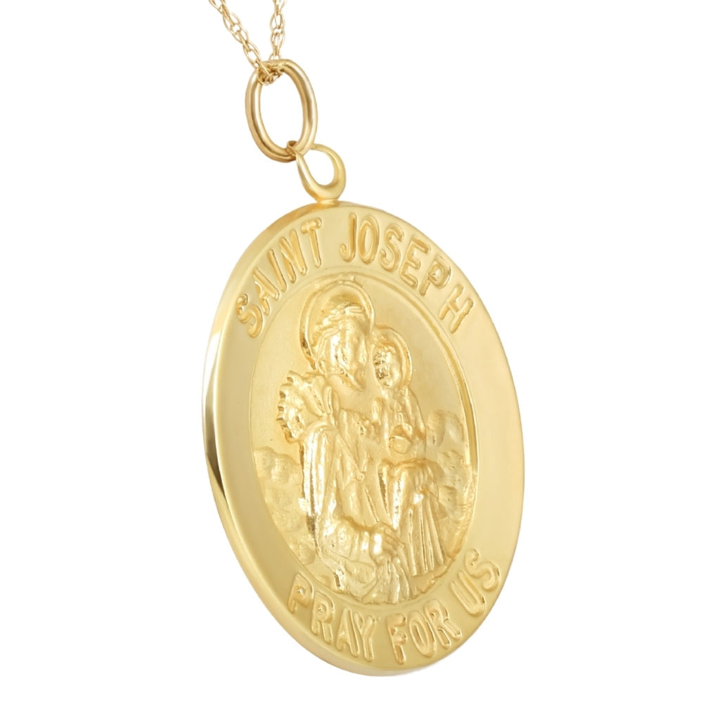 14k Yellow Gold St. Joseph Medal Pendant 1' Tall 3 Grams