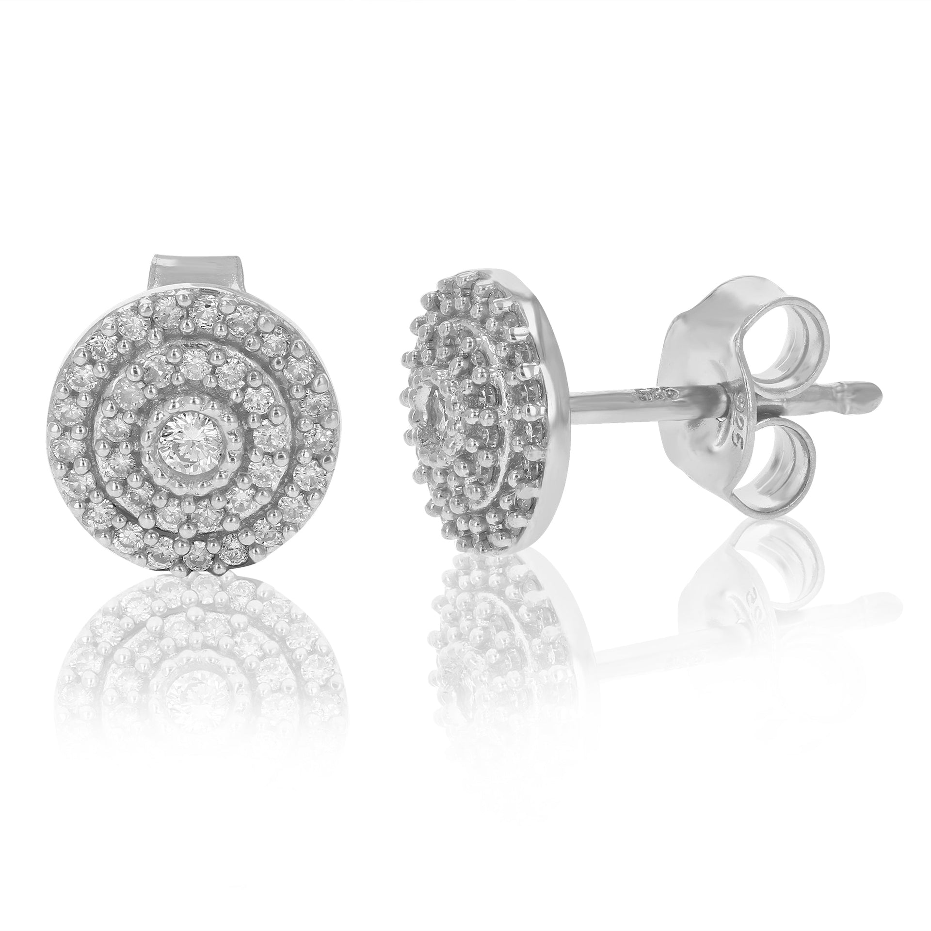 1/4 cttw Round Lab Grown Diamond Stud Earrings Round Shape .925 Sterling Silver Prong Set