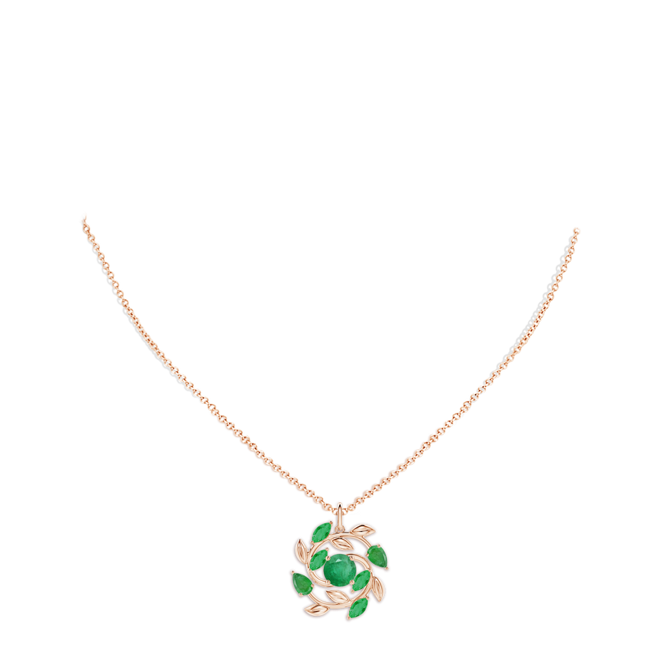 Round and Marquise Emerald Olive Branch Pendant