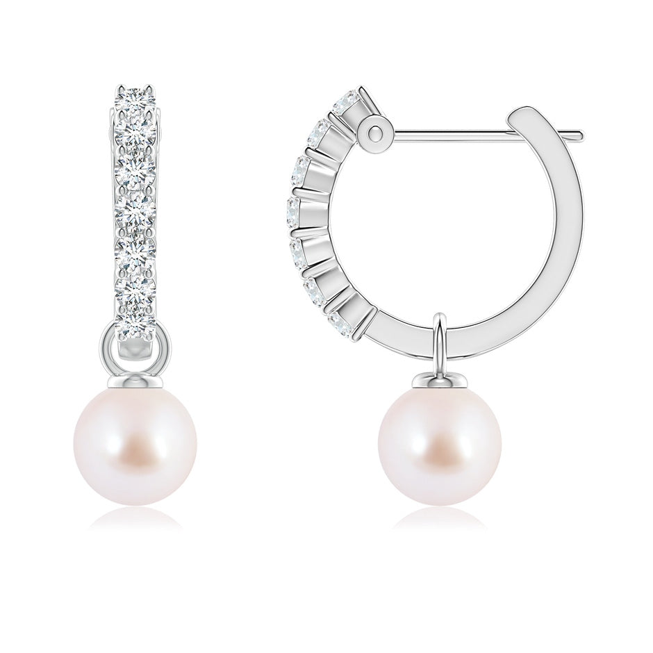 Japanese Akoya Pearl Hinged Clip Earrings with Diamonds