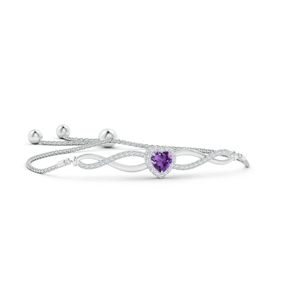 Heart-Shaped Amethyst Infinity Bolo Bracelet