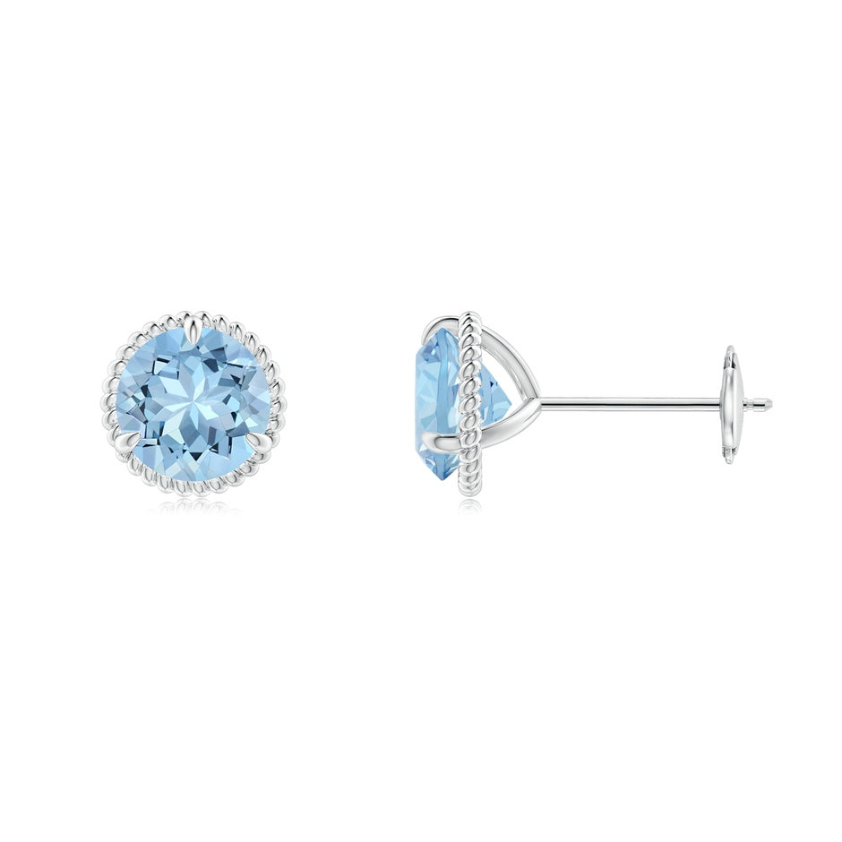 Rope Framed Claw-Set Aquamarine Martini Stud Earrings