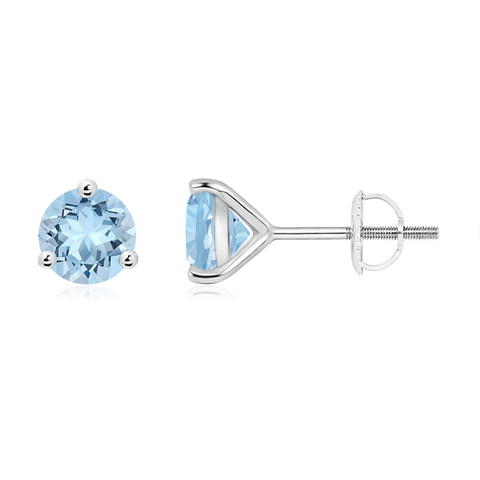Martini-Set Round Aquamarine Stud Earrings