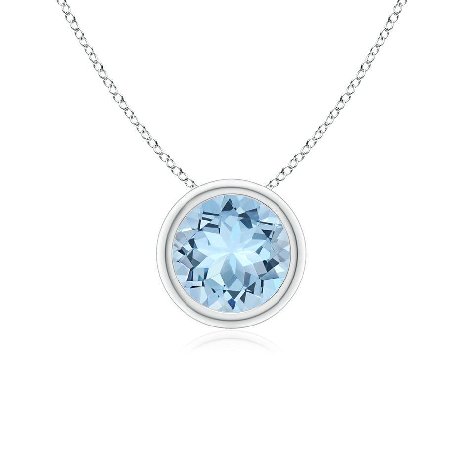Bezel-Set Round Aquamarine Solitaire Pendant