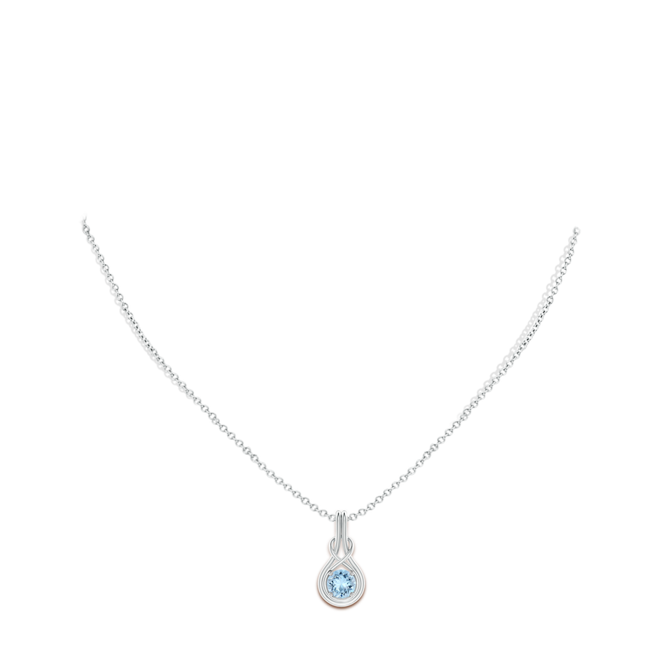 Round Aquamarine Solitaire Infinity Knot Pendant