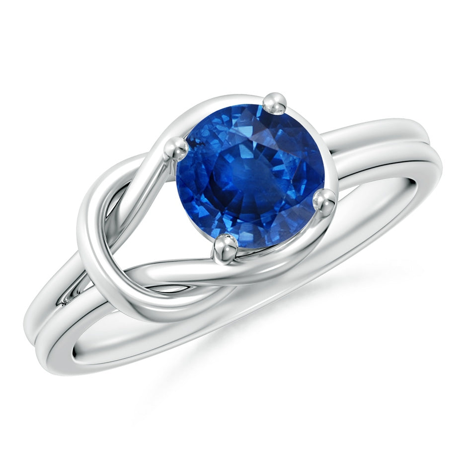 Solitaire Blue Sapphire Infinity Knot Engagement Ring