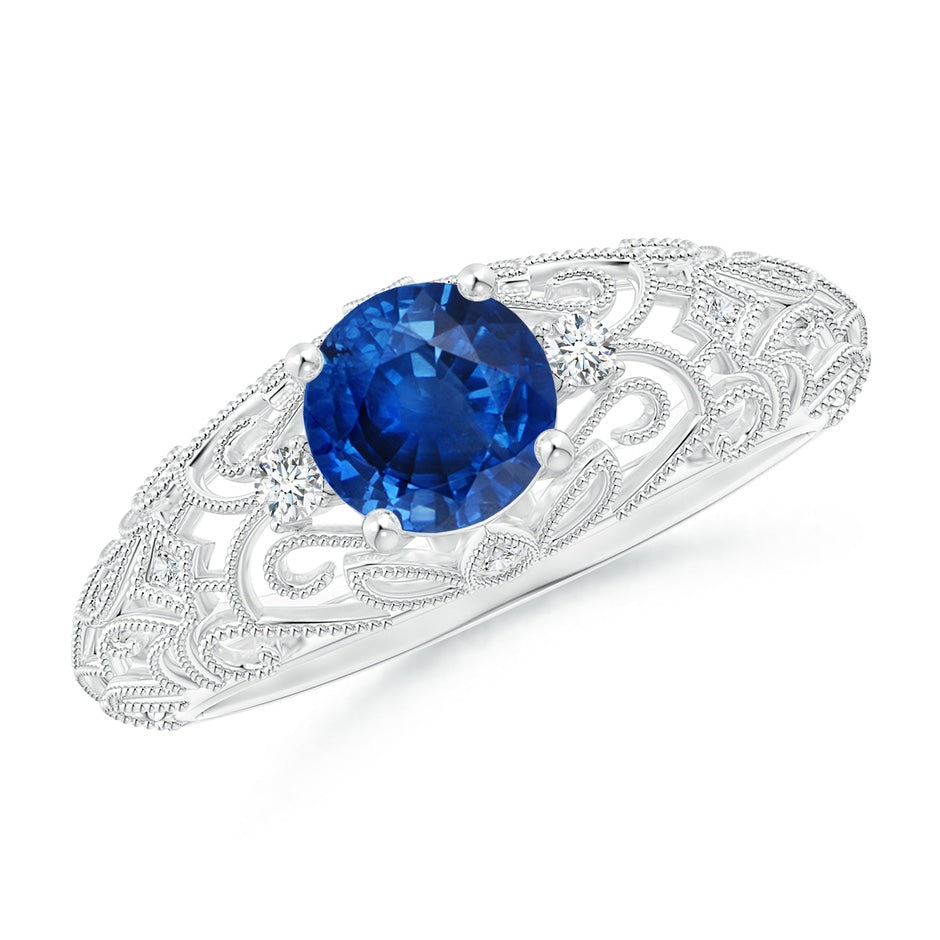 Aeon Vintage Style Solitaire Sapphire Filigree Engagement Ring