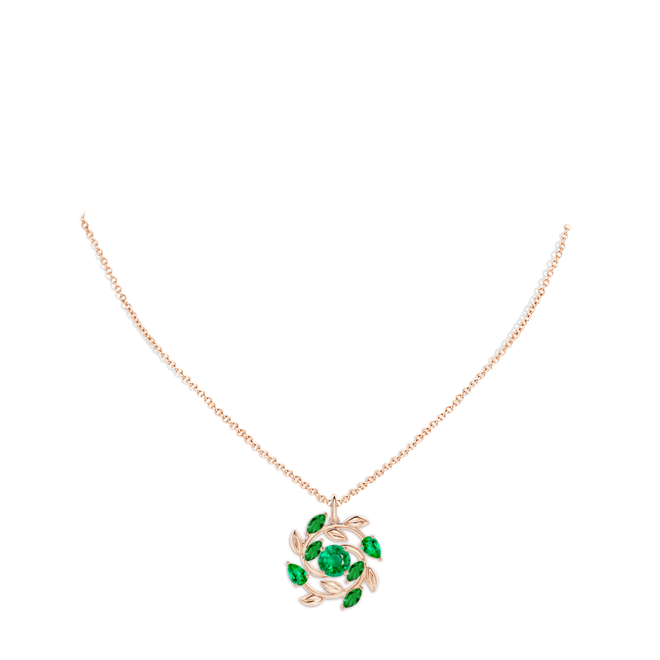 Round and Marquise Emerald Olive Branch Pendant