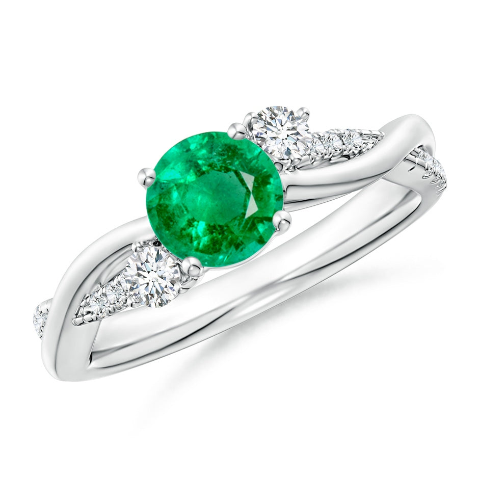 Nature Inspired Emerald & Diamond Twisted Vine Engagement Ring