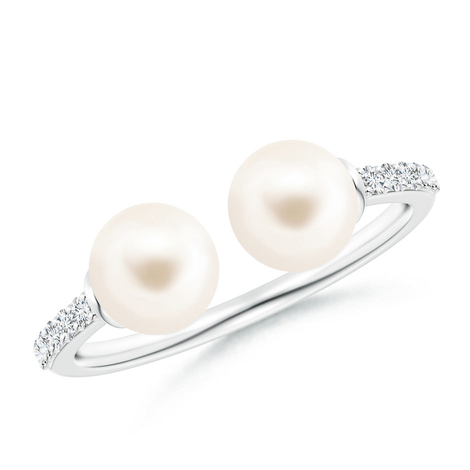 Two Stone Freshwater Pearl Open Stackable Ring