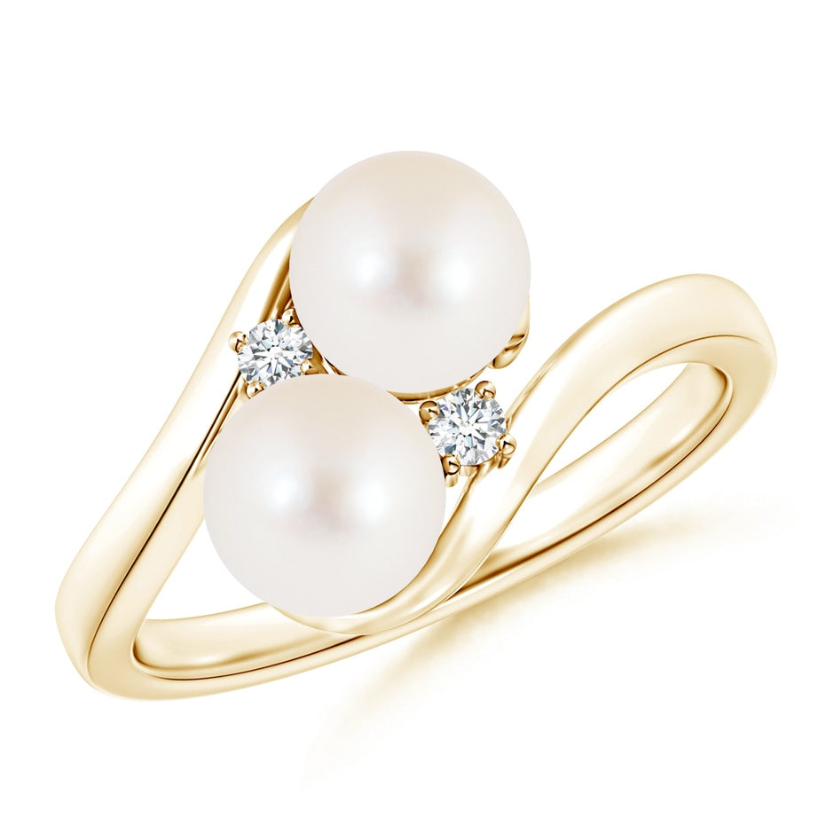 Double Freshwater Pearl Ring with Diamond Accents