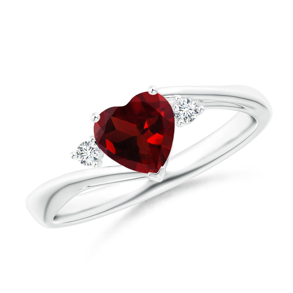Heart-Shaped Garnet Bypass Ring with Diamonds