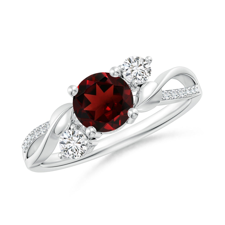 Garnet and Diamond Twisted Vine Ring