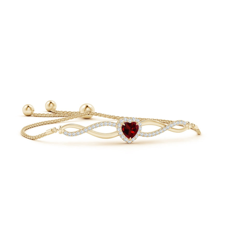 Heart-Shaped Garnet Infinity Bolo Bracelet