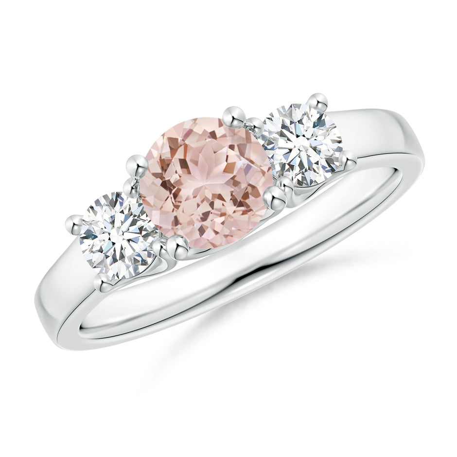 Classic Round Morganite Three Stone Ring