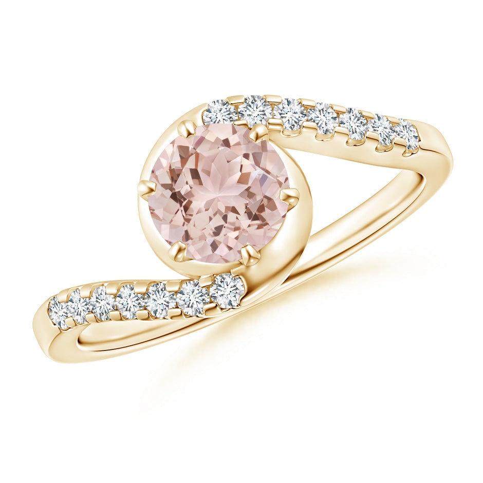 Prong-Set Morganite Bypass Ring with Diamond Accents