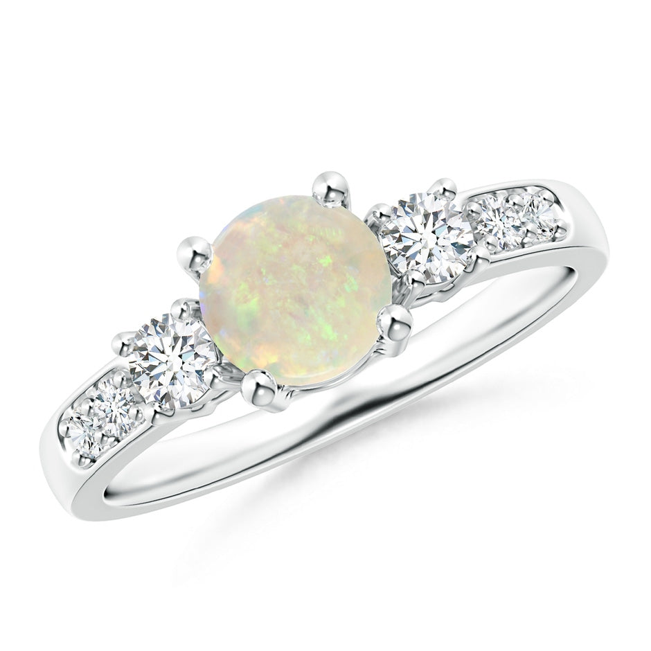 Three Stone Opal and Diamond Ring