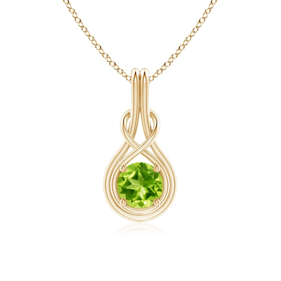 Round Peridot Solitaire Infinity Knot Pendant