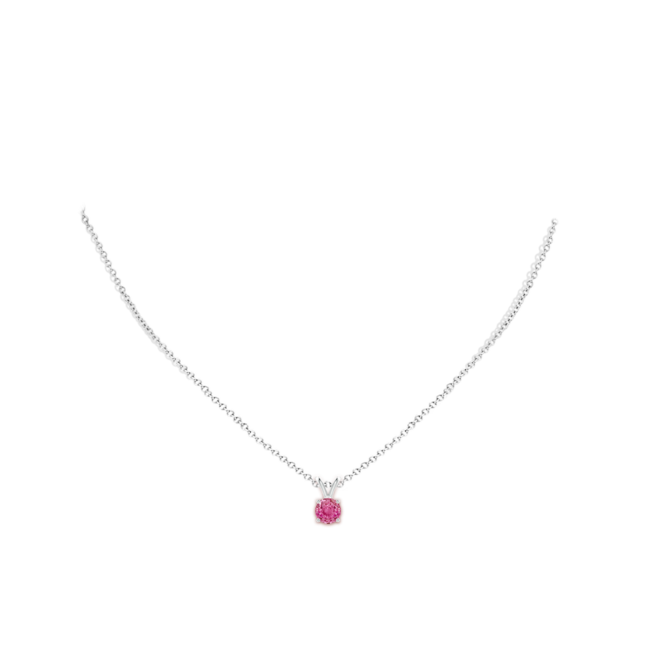 V-Bale Round Pink Sapphire Solitaire Pendant