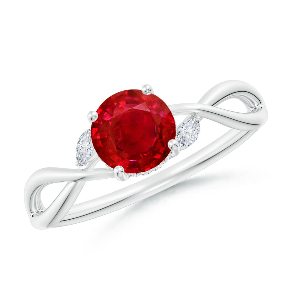 Nature-Inspired Round Ruby Hidden Halo Engagement Ring