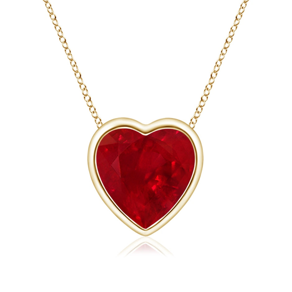 Bezel-Set Solitaire Heart Ruby Pendant