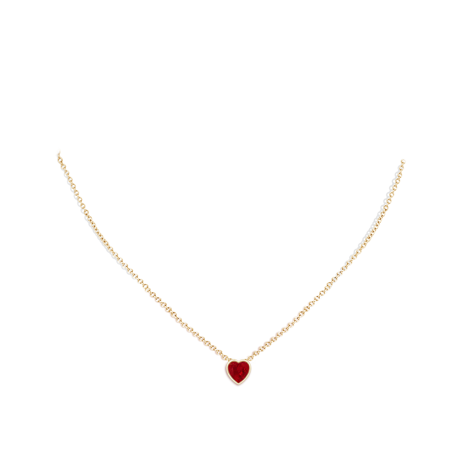 Bezel-Set Solitaire Heart Ruby Pendant