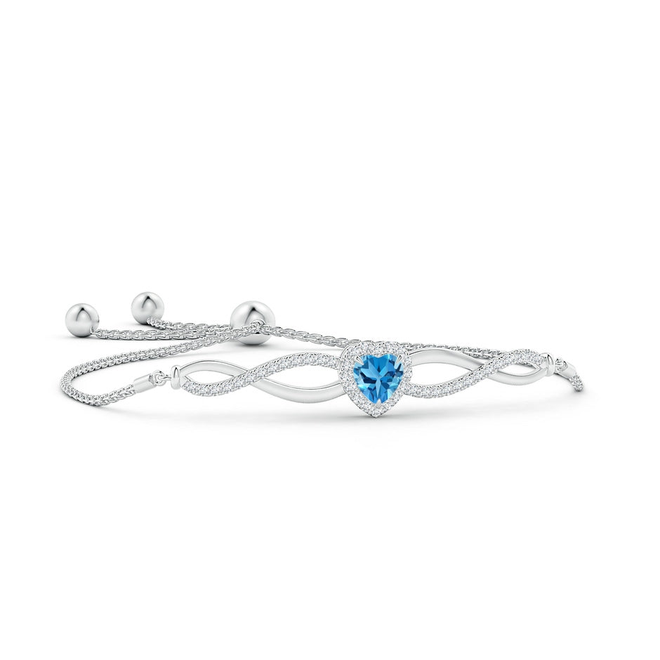 Heart-Shaped Swiss Blue Topaz Infinity Bolo Bracelet