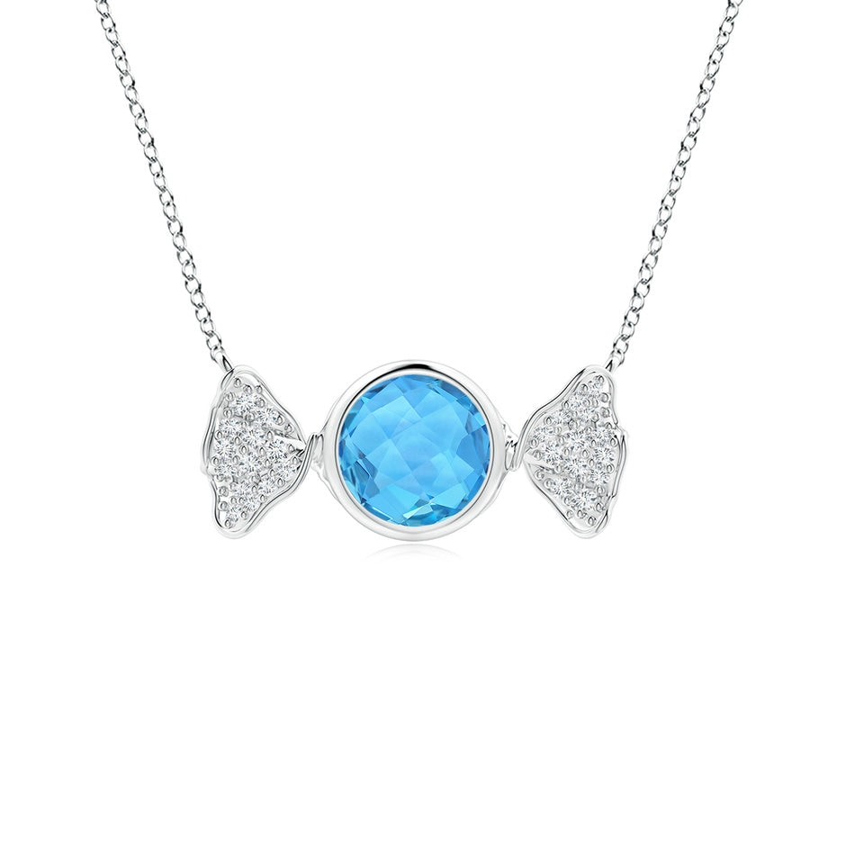 Sweet Treats Round Swiss Blue Topaz Candy Pendant with Diamond Accents