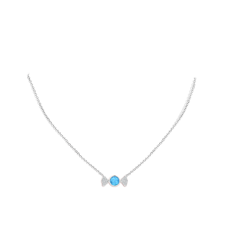 Sweet Treats Round Swiss Blue Topaz Candy Pendant with Diamond Accents