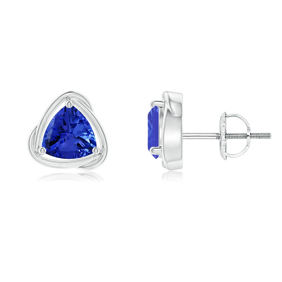 Solitaire Trillion Tanzanite Swirl Stud Earrings