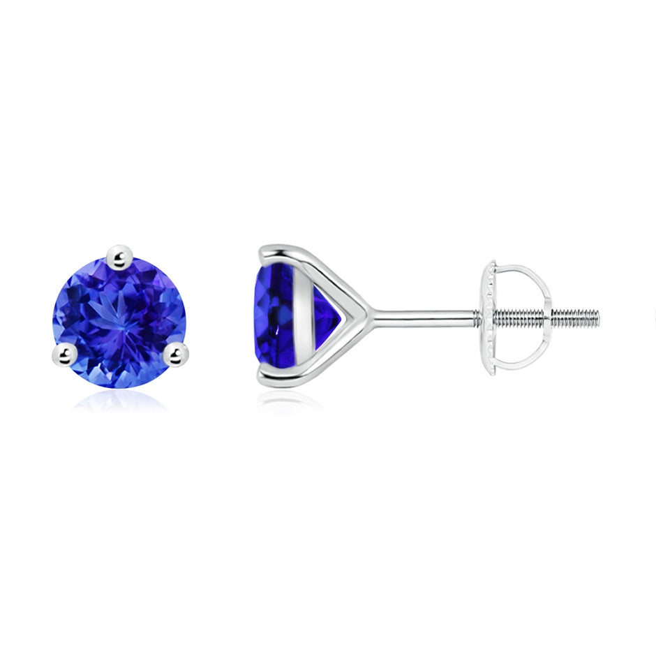 Martini-Set Round Tanzanite Stud Earrings