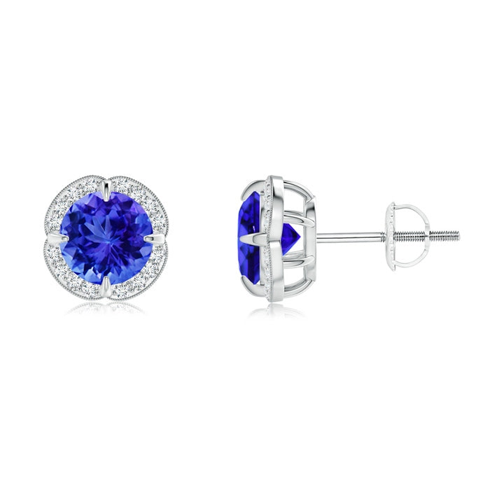 Claw-Set Tanzanite Clover Stud Earrings