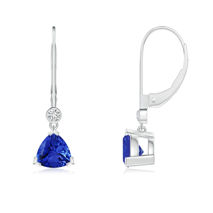V Prong-Set Trillion Tanzanite Leverback Drop Earrings