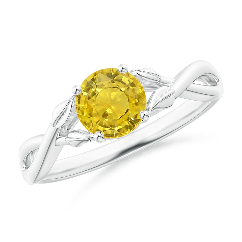 Nature Inspired Yellow Sapphire Ring with Leaf Motifs