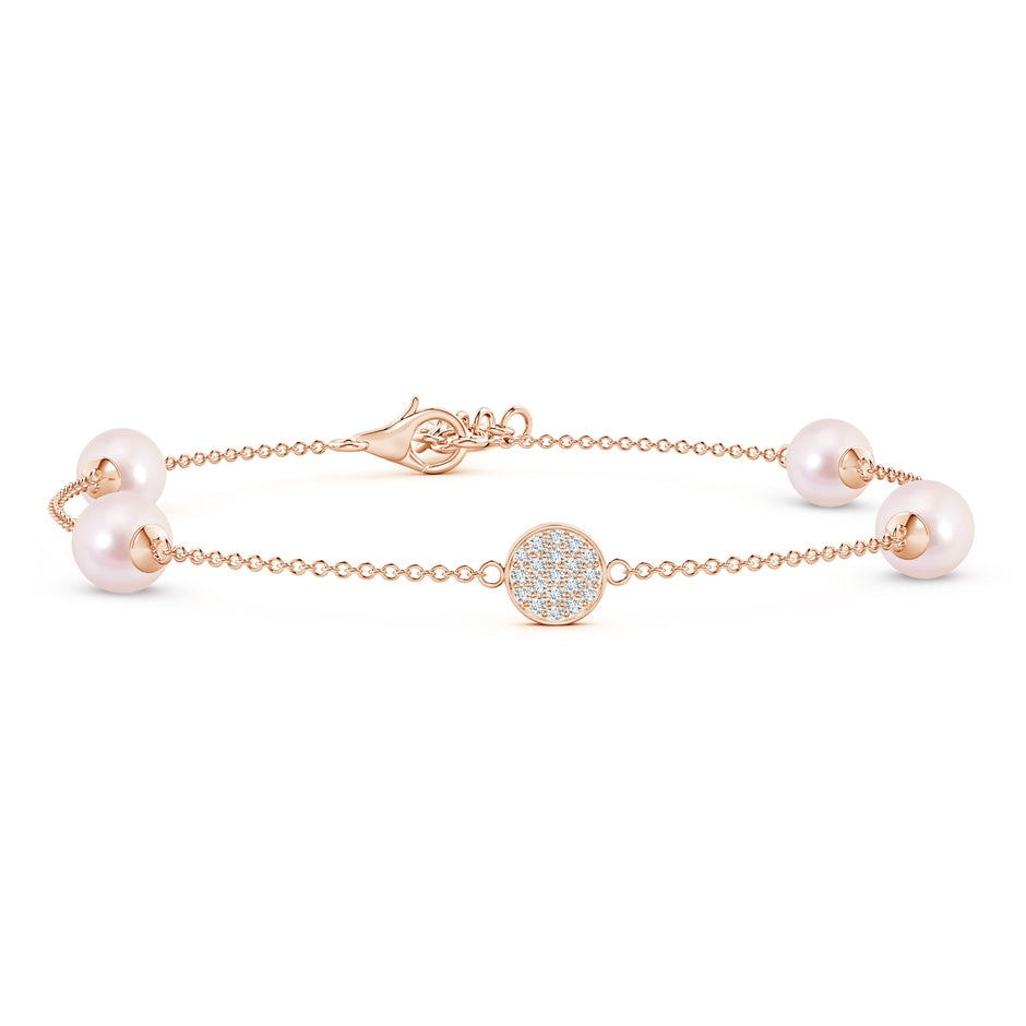 Japanese Akoya Pearl Bracelet with Pavé-Set Diamond Disc