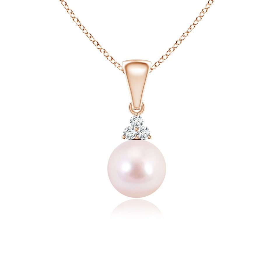 Japanese Akoya Pearl Pendant with Trio Diamonds