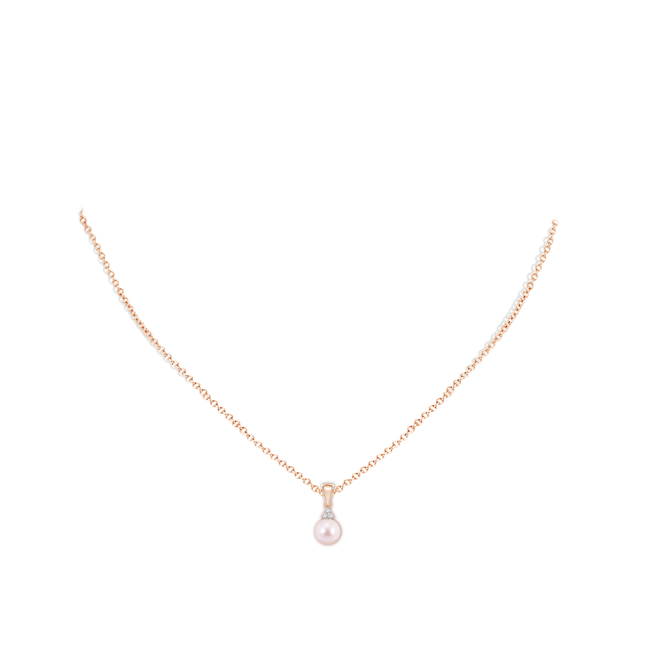Japanese Akoya Pearl Pendant with Trio Diamonds