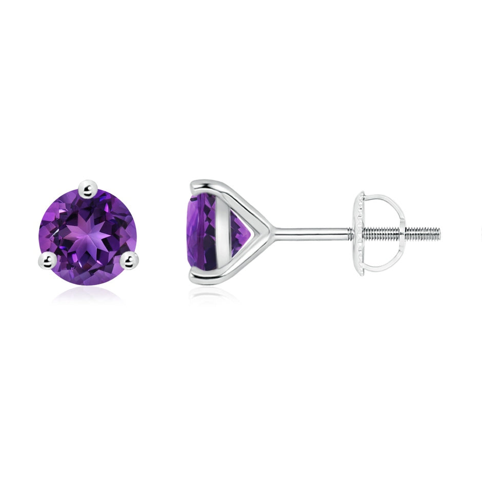 Martini-Set Round Amethyst Stud Earrings