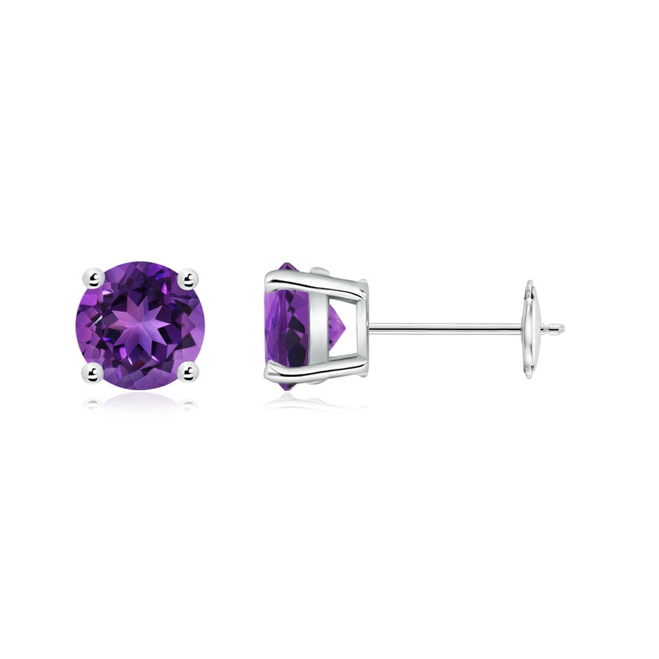 Round Amethyst Stud Earrings