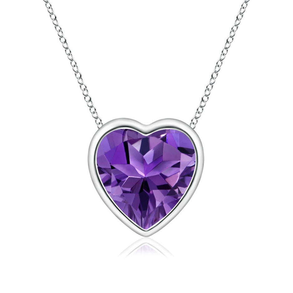 Bezel-Set Solitaire Heart Amethyst Pendant