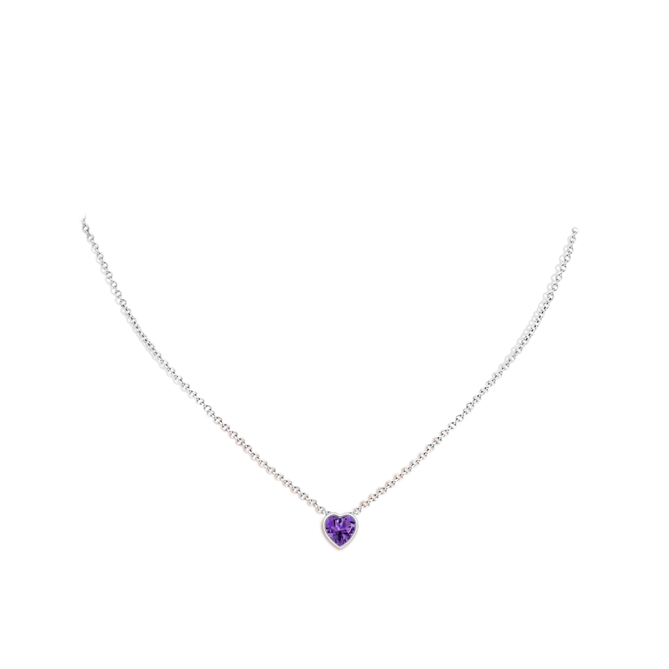 Bezel-Set Solitaire Heart Amethyst Pendant