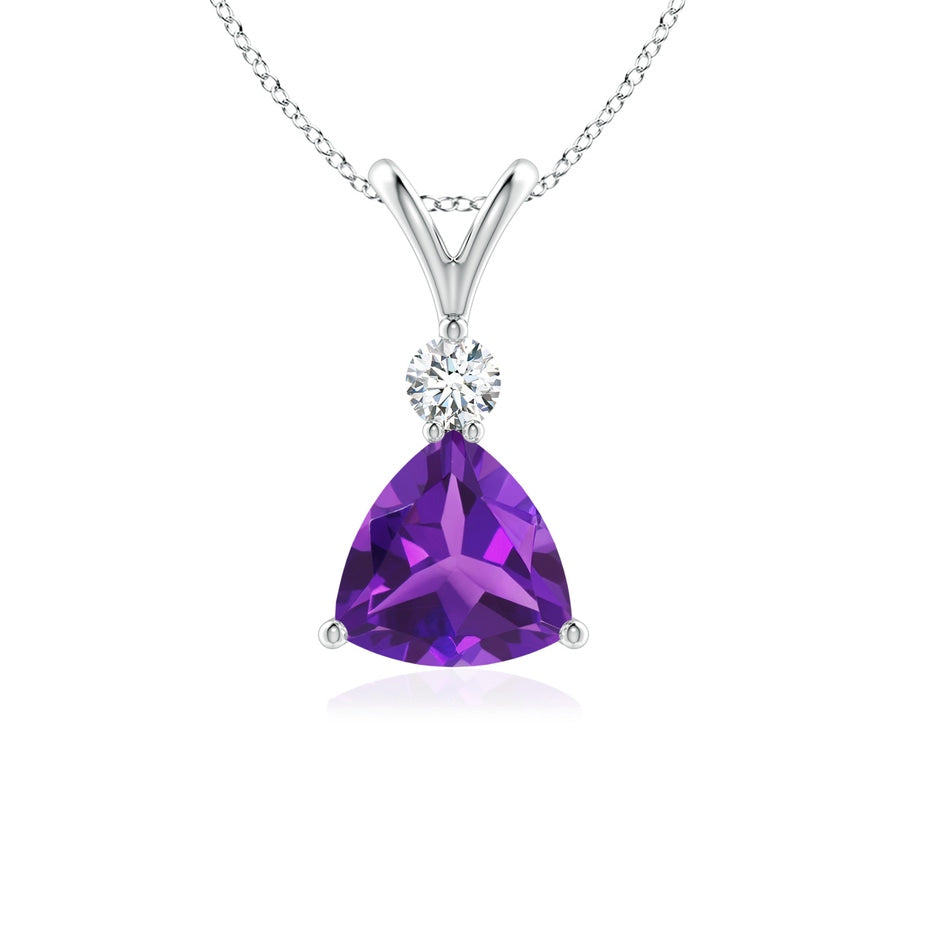 Trillion Amethyst Solitaire Pendant with Diamond